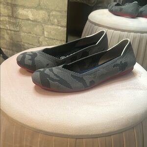 Rothy's Camouflage Gray Flats with Red Soles